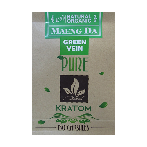 Pure Kratom Green Vein 100% Organic and Natural 150 Capsules
