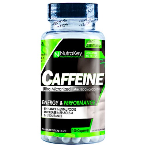Caffeine Nutrakey 200mg Clean Energy Burn Fat Focus 100 Capsules